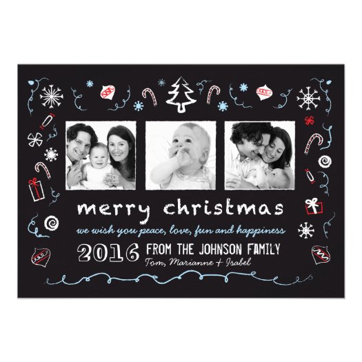 Whimsical Christmas Sketches Card with 3 Photos