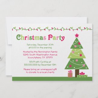 Whimsical christmas tree lights party invitation invitation