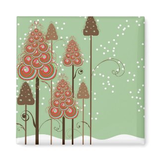 Whimsical Christmas Trees Gift / Favor Magnet magnet