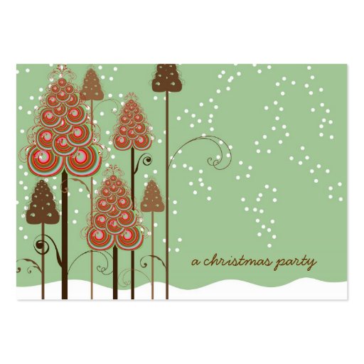 Whimsical Christmas Trees Mini Invite / Thank You/ Business Card Templates (front side)
