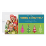 Whimsical Christmas Trees Photocard (teal) Photo Card Template