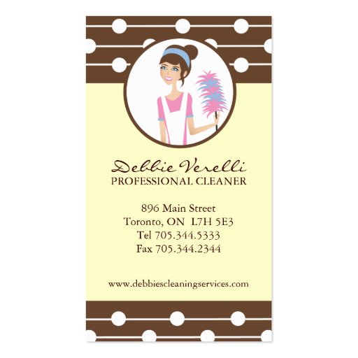 Whimsical Cleaning Services Business Cards (front side)