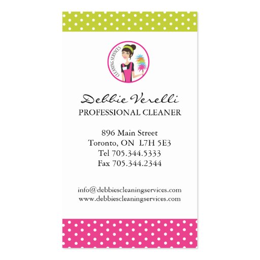 Whimsical Cleaning Services Business Cards (back side)