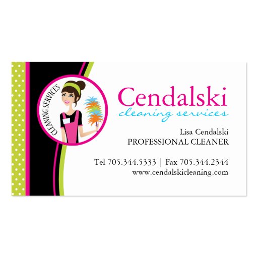 Whimsical Cleaning Services Business Cards (front side)