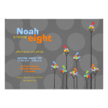 Whimsical Color Dots Birds Tree Kids Cute Birthday Custom Invites