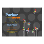 Whimsical Color Dots Birds Tree Kids Cute Birthday Invite