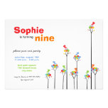 Whimsical Color Dots Birds Tree Kids Cute Birthday Personalized Invite