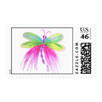 Whimsical, Colorful Dragonfly Postage Stamp stamps