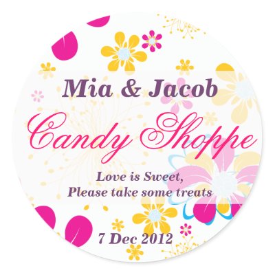 Whimsical Colorful flower Candy Shoppe Sticker