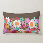 Whimsical Colorful Spring Flowers Garden Pillow pillows