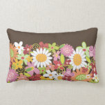Whimsical Colorful Spring Flowers Garden Pillow pillows