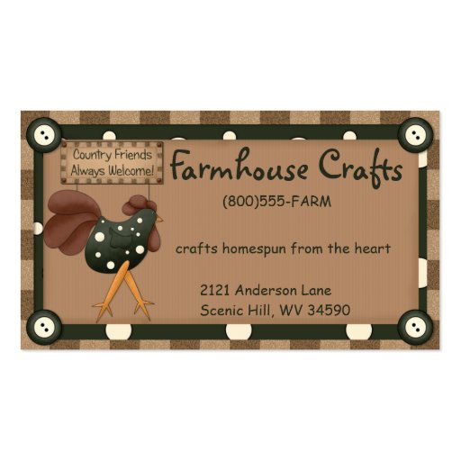 Whimsical Country Rooster Business Card (front side)
