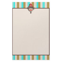 Whimsical Crazy Hat Sock Monkey Stationary Personalized Stationery