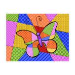 Whimsical Cubism Butterfly Postcard with Backgroun