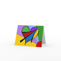 Whimsical Cubism Heart Note Card with Background