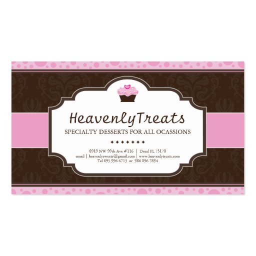 Whimsical Cupcake Bakery Business Card (front side)