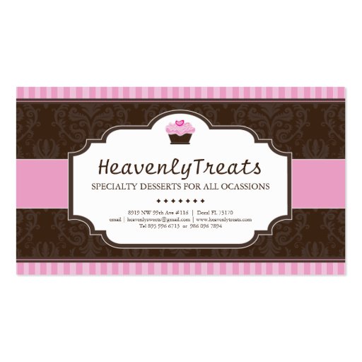 Whimsical Cupcake Bakery Business Card (front side)