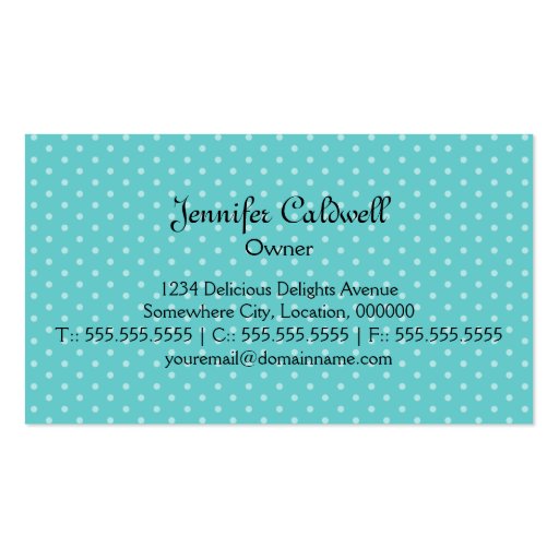 Whimsical Cupcake Bakery Business Cards (back side)