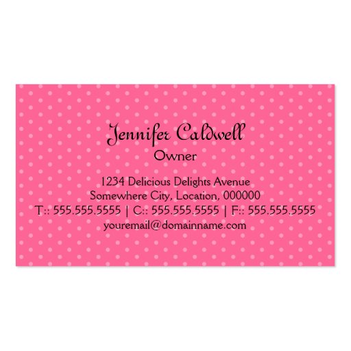 Whimsical Cupcake Bakery Business Cards (back side)