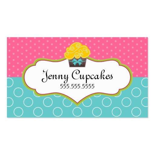 Whimsical Cupcake Bakery Business Cards (front side)
