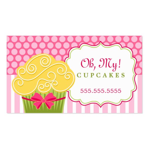Whimsical Cupcake Bakery Business Cards (front side)