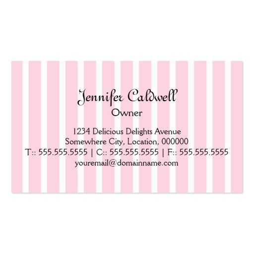 Whimsical Cupcake Bakery Business Cards (back side)