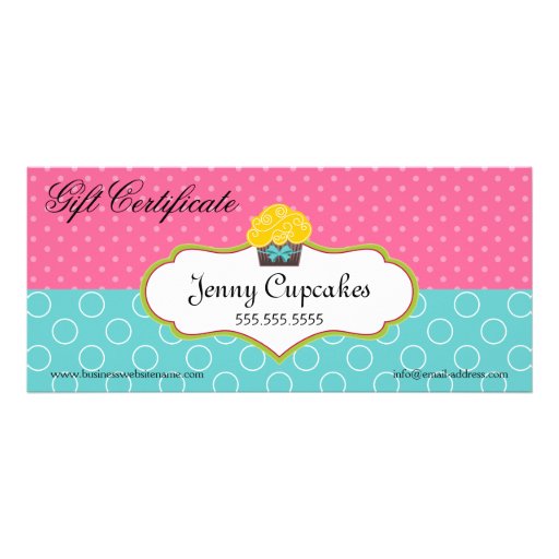 Whimsical Cupcake Bakery Gift Certificate Custom Rack Card Zazzle