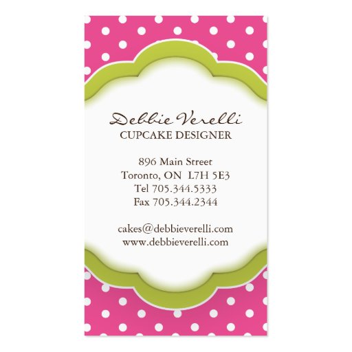 Whimsical Cupcake Business Cards (back side)