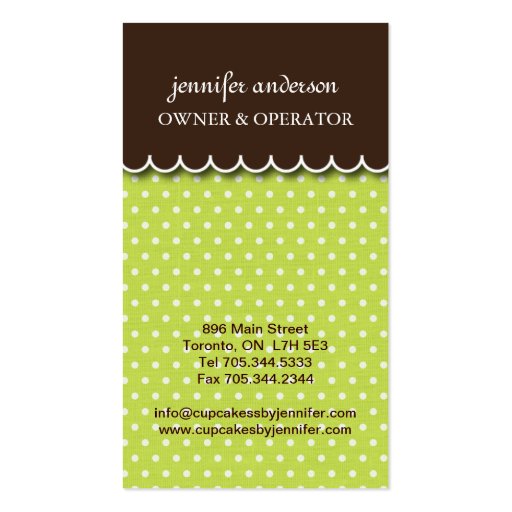 Whimsical Cupcake Business Cards (back side)