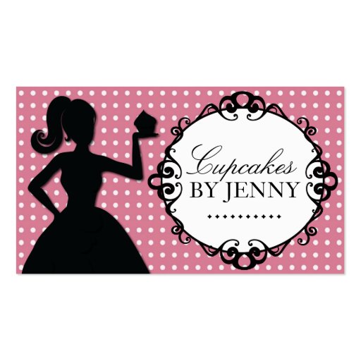 Whimsical Cupcake Silhouette Business Cards (front side)