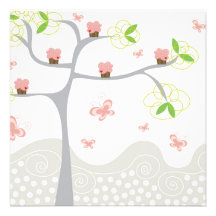 Whimsical Cupcakes Tree Butterflies Sweet Birthday Invite