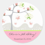 Whimsical Cupcakes Tree Butterflies Sweet Birthday Round Stickers
