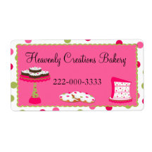 Whimsical Custom Pink & Green Bakery Label