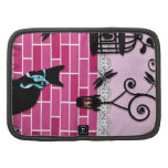 Whimsical cute cat & bird cage on pink vector wall planner