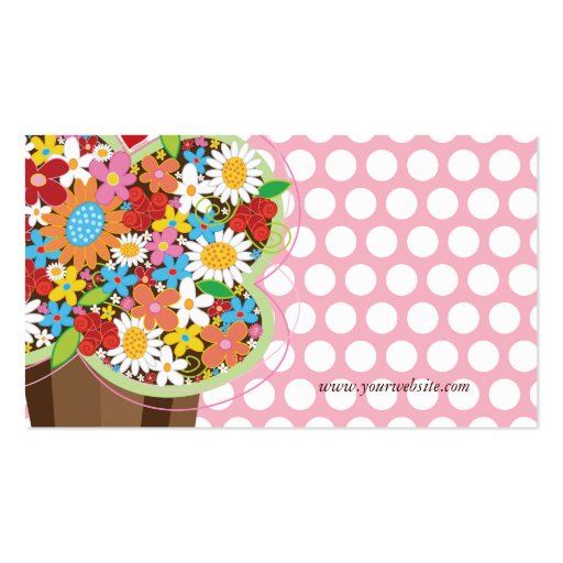 Whimsical Cute Cupcake Spring Flowers Profile Card Business Cards (back side)