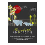 Whimsical Cute Elephant Family In Forest Trees Sun Business Card