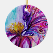 WHIMSICAL CUTE FAIRY IN PINK AND GOLD SPARKLES ORNAMENT