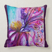 WHIMSICAL CUTE FAIRY IN PINK AND GOLD SPARKLES THROW PILLOWS