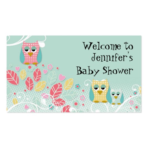 Whimsical Cute Fun Swirl Owl Owls Baby Name Wall Business Card Templates (front side)