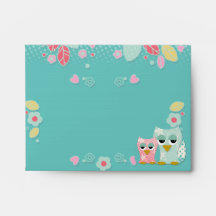 Whimsical Cute Fun Swirl Owl Owls Baby Shower Art Envelopes