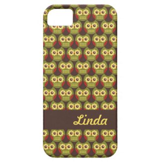 Whimsical Cute Green Owl Pattern 1 iPhone 5 Case