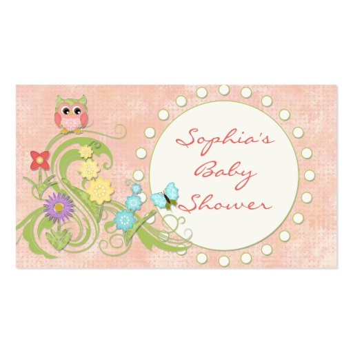 Whimsical Cute Owls Tree of Life Heart Leaf Swirls Business Card Template (front side)