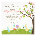 Whimsical Cute Owls Tree of Life Heart Leaf Swirls Invitations