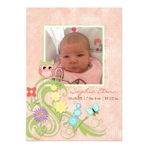 Whimsical Cute Owls Tree of Life Heart Leaf Swirls Invites