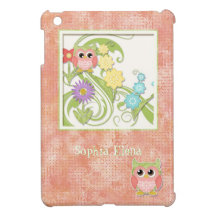 Whimsical Cute Owls Tree of Life Heart Leaf Swirls Cover For The iPad Mini