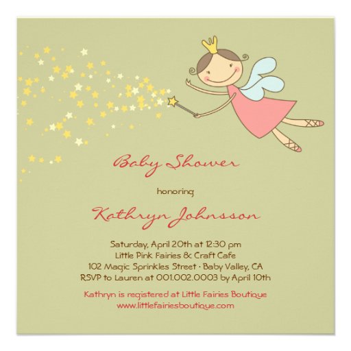 Whimsical Cute Sweet Fairy and Stars Baby Shower I Custom Invitations
