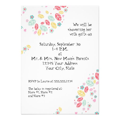 Whimsical Cute Swirl Heart Flower Tree Baby Photo Card