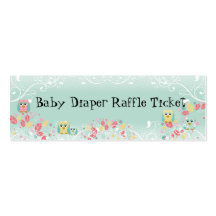 Whimsical Cute Swirl Owl Baby Diaper Raffle Ticket Business Card Templates