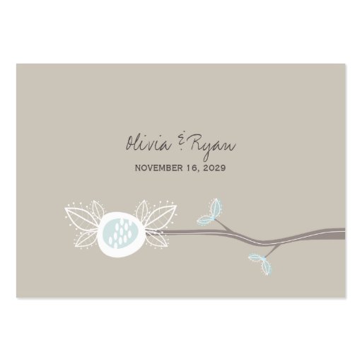 Whimsical Cute Wedding Owls Wedding Place Cards Business Cards (back side)
