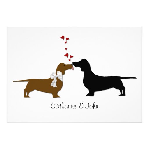 Whimsical Dachshunds Engagement Party Invitation